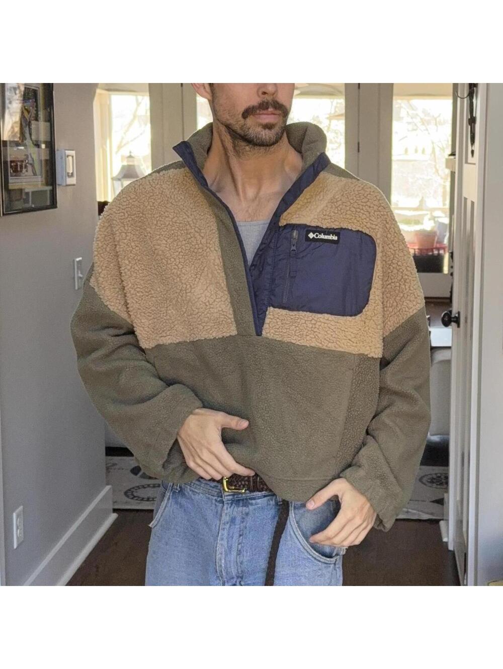 Columbia Colorblock Sherpa Fleece Pullover Boxy XL